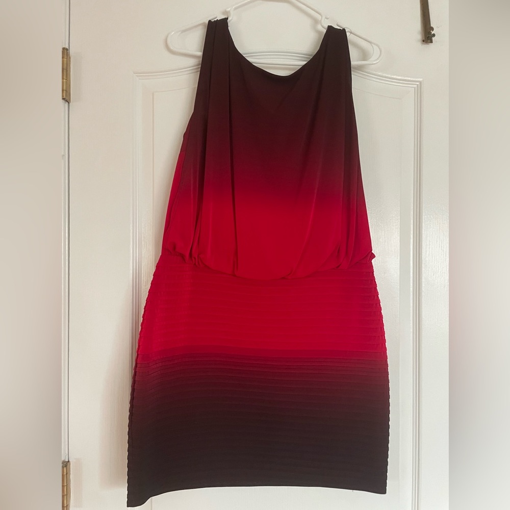 Red ombré bandage dress with flowy top